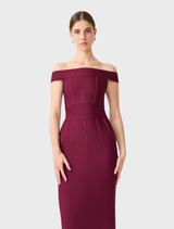 Elena Strapless Gown - Plum Red