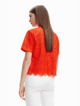 Preston Red Short Sleeve Lace Shirt