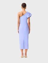 Olenna Puff Sleeve Midi Dress - Blue