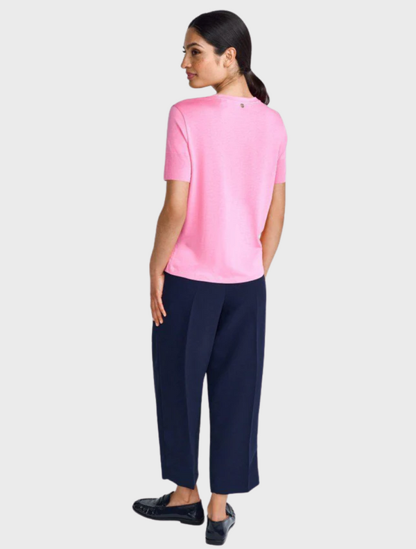 T-shirt With Ribbed Cuffs - Bubblegum Pink