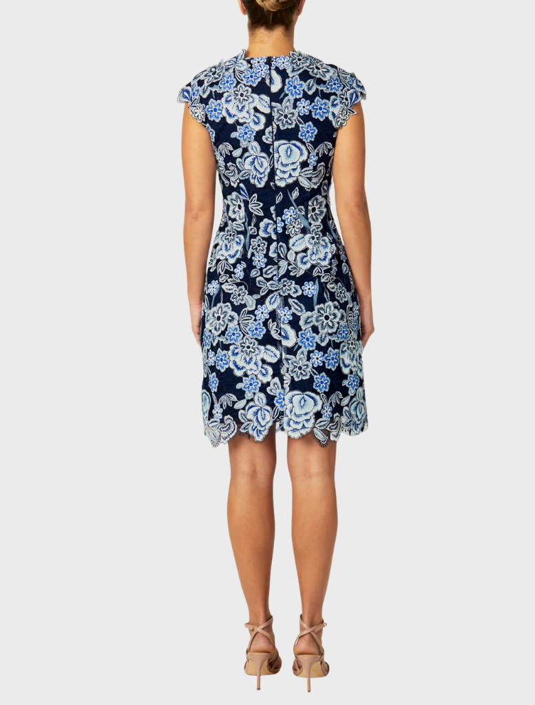 Ruby Navy Embroidered Dress - Blue