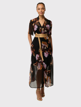 Ceres Sheer Viscose Chiffon Dress - Sunset Orchid