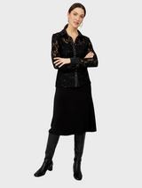 Women's LS Knit Blouse - Black