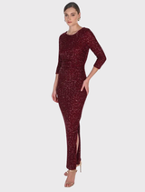 Sequin Midi Dress - Cabernet