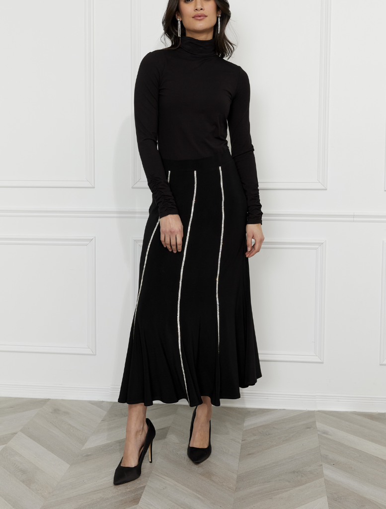 Elegant A-line Evening Skirt - Black