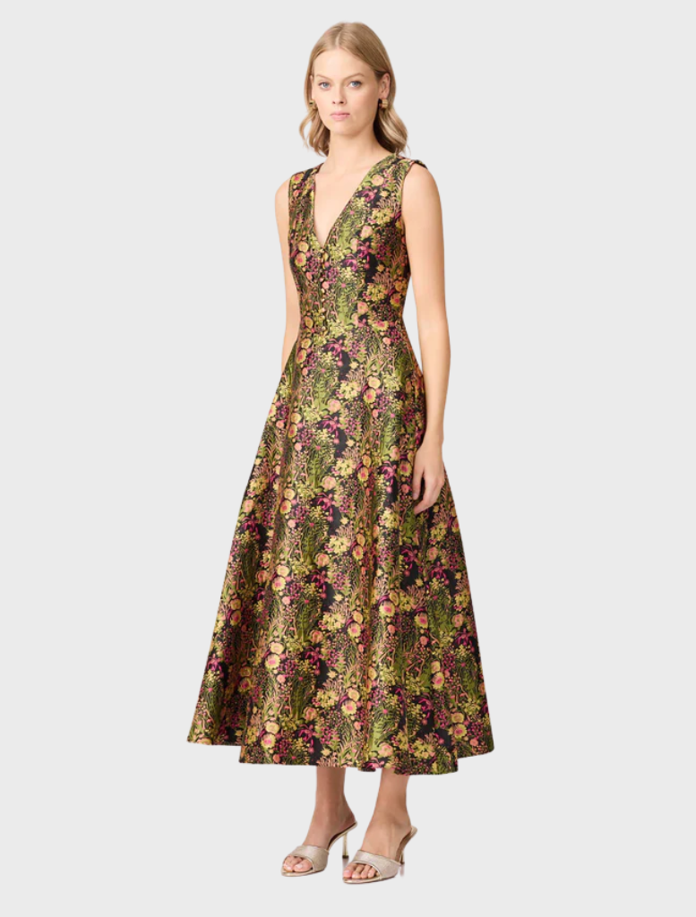 Cindy Gown - Black Floral Multi