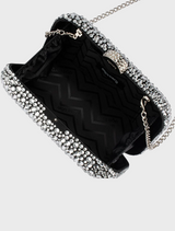Casey Hot Fix Encrusted Clutch - Black Silver