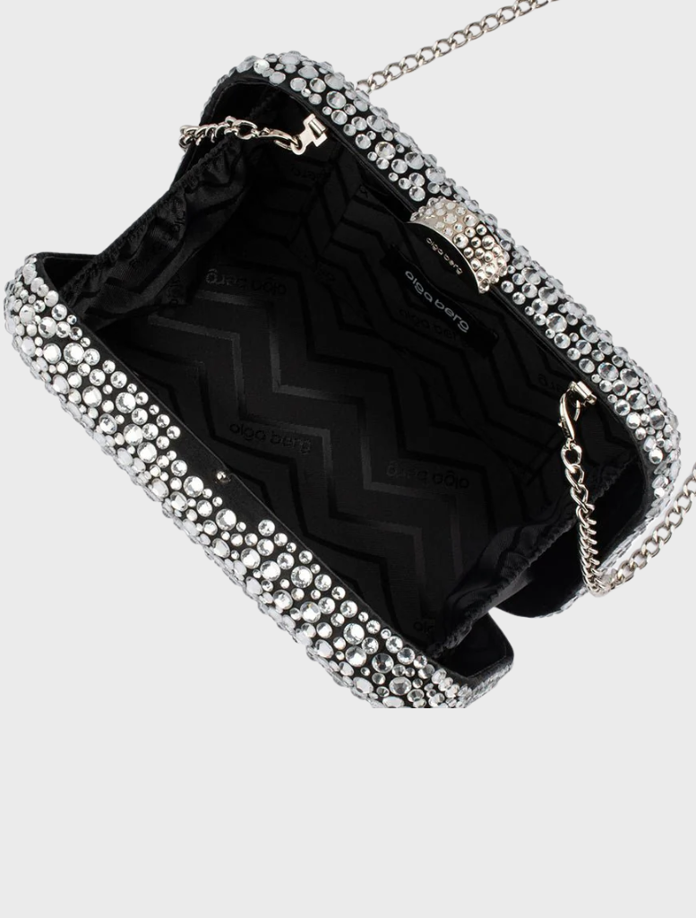 Casey Hot Fix Encrusted Clutch - Black Silver