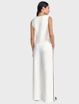 Fabric Trousers In Jogger Style  - Pearl White