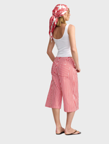 Kennedy Denim Short - Ruby Antique Stripe