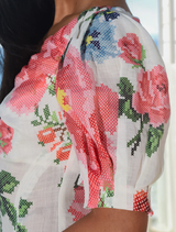 Gather Around Girls Dress - White Floral