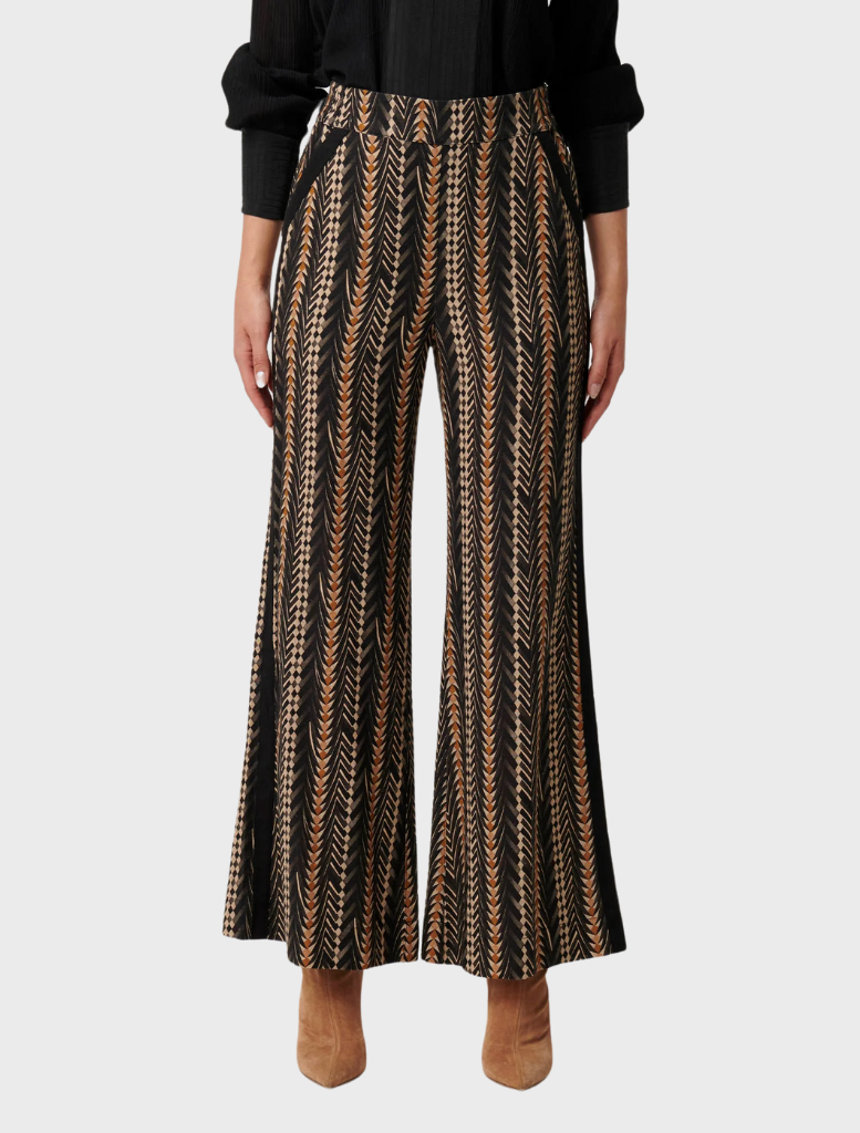 Willow Linen Viscose Pant - Black Bromegrass Print