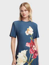 Alice Short Sleeve Maxi Dress – Lily Print in Indigo