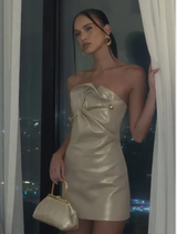 Mimi Ball Mesh Frame Bag - Gold