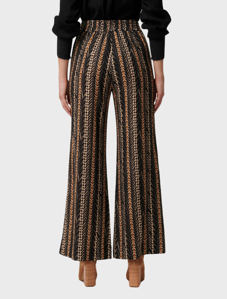 Willow Linen Viscose Pant - Black Bromegrass Print
