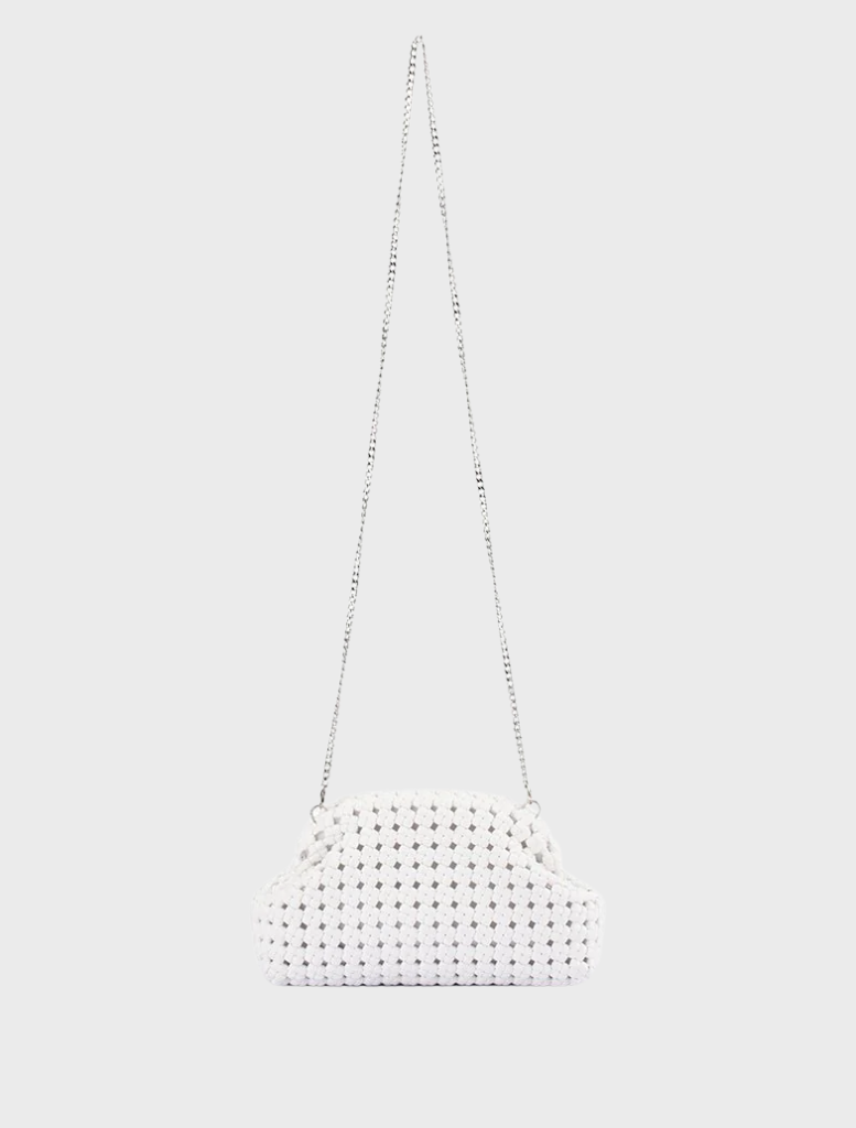 Everly Hand Woven Clutch - White