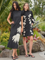 Three-Mendous Blooms Dress - Black & Cream