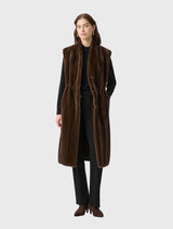 Straight Fit Faux Fur Vest - Brown
