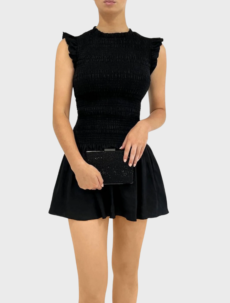 Gabby Metallic Hot Fix Clutch - Black
