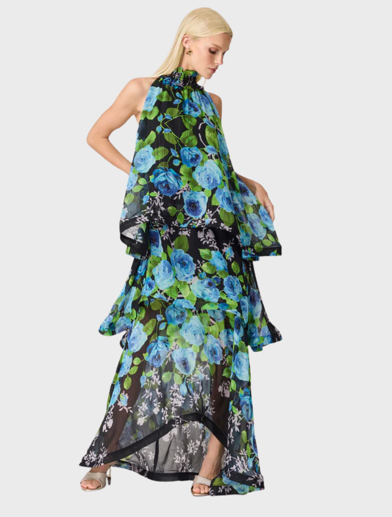 Briony Tiered Gown - BlackMulti