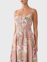 Corset Dress With Long Flared Skirt - Chamber Of Blooms