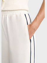 Fabric Trousers In Jogger Style  - Pearl White