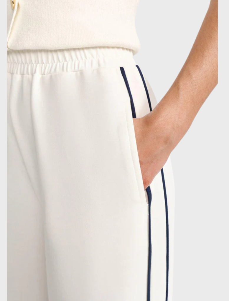 Fabric Trousers In Jogger Style  - Pearl White