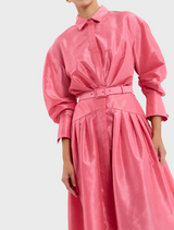 Maple Shirt Midi Dress - Bubblegum