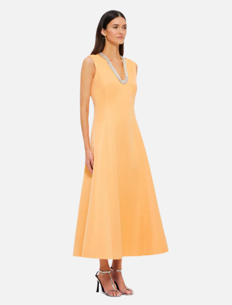 Nicola Embellished Midi Dress - Ochre