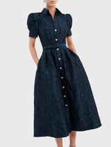 Cascades Short Sleeve Midi Dress - Teal