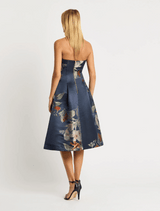 Autumn Strapless Dress - Navy-Floral