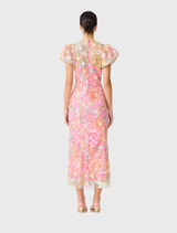Nathalie Puff Sleeve Gown - Pink Floral