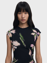 Sleeveless Dress - Black Floral Print
