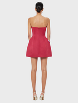 Rosario Appliqué Floral Bustier Mini Dress - Lily Print in Oxblood