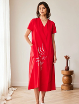 Rubber Printed Dress - Red