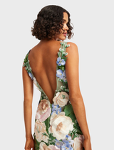 Floral Hand Embroidered Backless Maxi Dress- Blossom