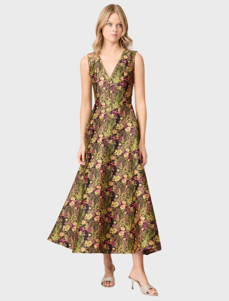 Cindy Gown - Black Floral Multi