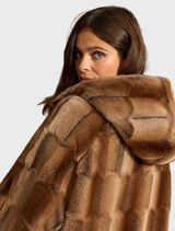 Polki Faux Fur Hooded Coat - Camel