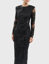 Beau Long Sleeve Gown - Black