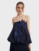 Leonie Appliqué Bustier Top - Midnight