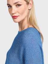 Knitted Shirt With Back Neckline - Palace Blue