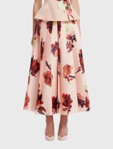 June Pleated Maxi Skirt - Reverie Print in Nectar
