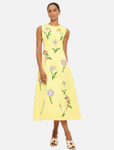 Cleo Midi Dress - Wild Flower In Sorbet Yellow