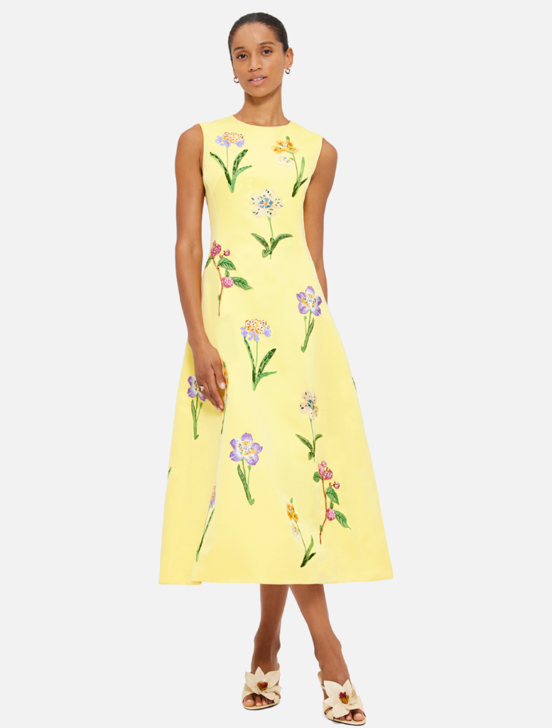 Cleo Midi Dress - Wild Flower In Sorbet Yellow