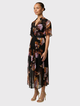 Ceres Sheer Viscose Chiffon Dress - Sunset Orchid