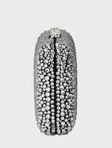 Casey Hot Fix Encrusted Clutch - Black Silver
