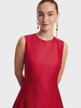 Cleo Appliqué Sleeveless Midi Dress - Scarlet