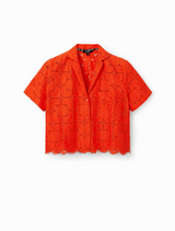 Preston Red Short Sleeve Lace Shirt