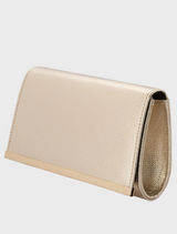 Maddie Metallic Embossed Foldover Clutch - Gold