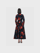 Zara Shirt Midi Dress - Rose Print